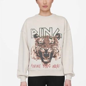 Mint Condition Anine Bing Tiger Sweatshirt Stone